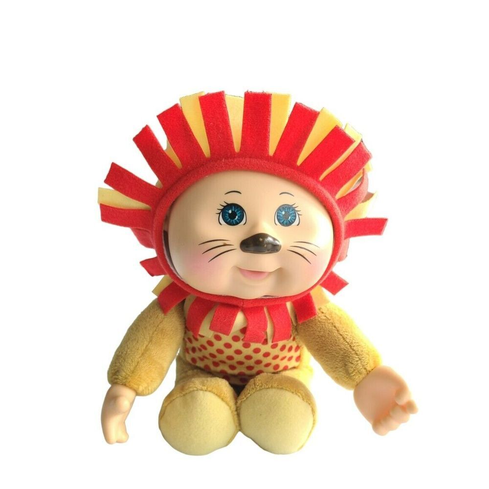 Cabbage Patch Kids Cuties Lion Plush Doll Yellow Red‎ Mane Vinyl Face Blue Eyes